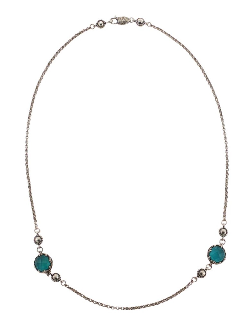 KONSTANTINO 925 Sterling Silver Gem K 2 Blue Spinel Doublet Pendant Necklace 20"